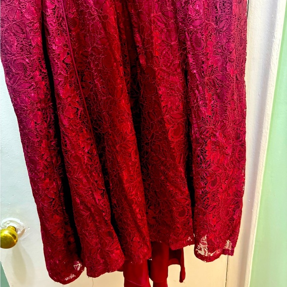 Gorgeous low V cut, sleeveless fit and flare burgundy gown - Picture 5 of 7